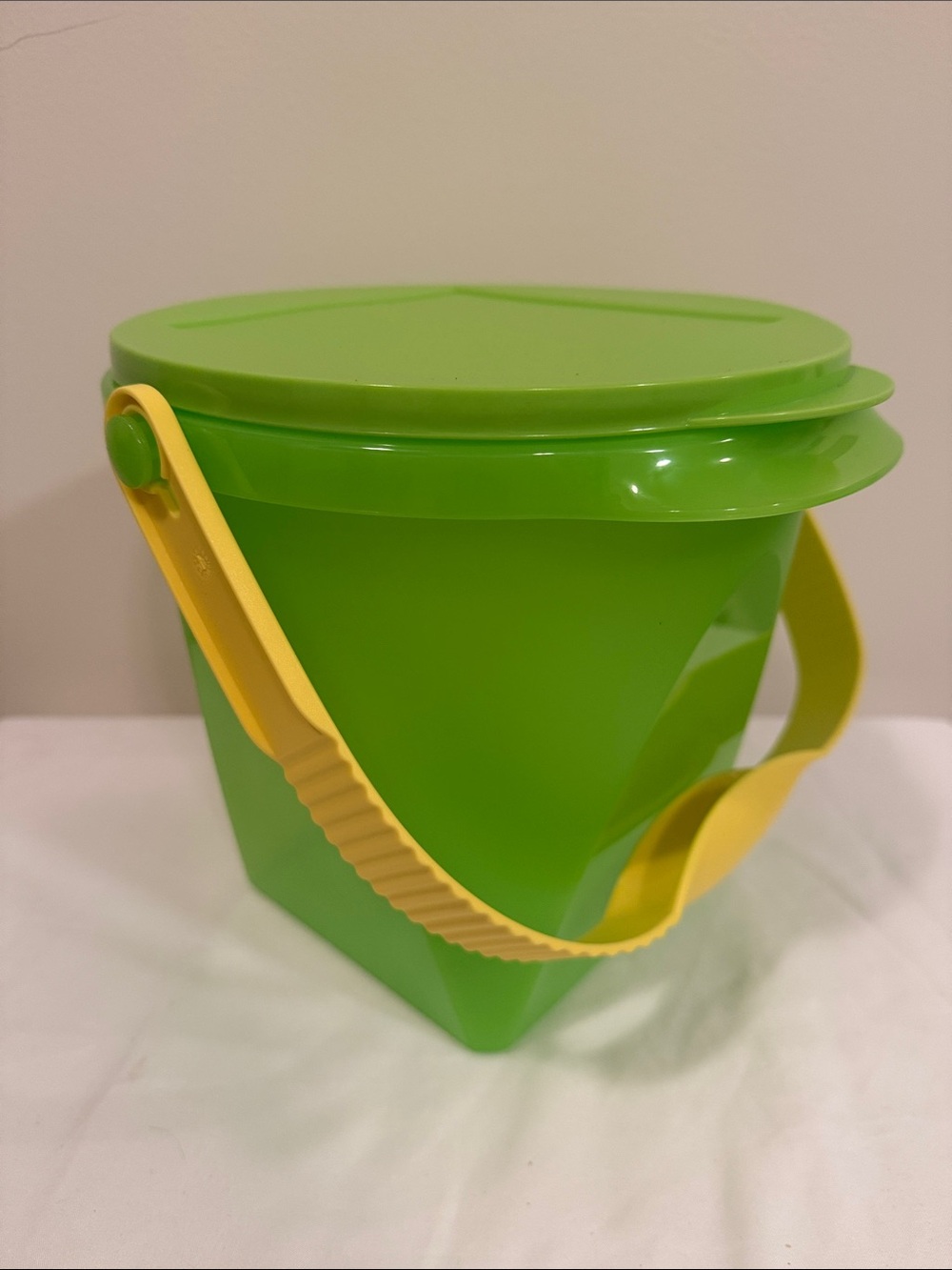 Tupperware Green and Yellow Storage Bucket with Lid